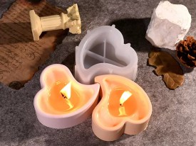 Molde silicona corazon inclinado para velas